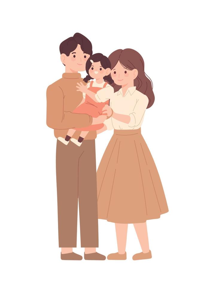 linda família coreana vetor
