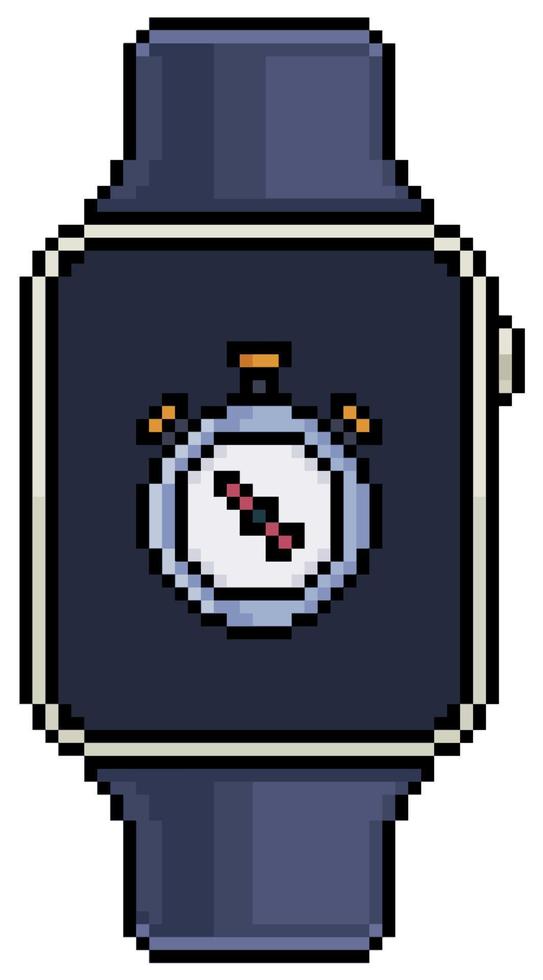 smartwatch de pixel art com ícone de vetor de ícone de cronômetro para jogo de 8 bits em fundo branco