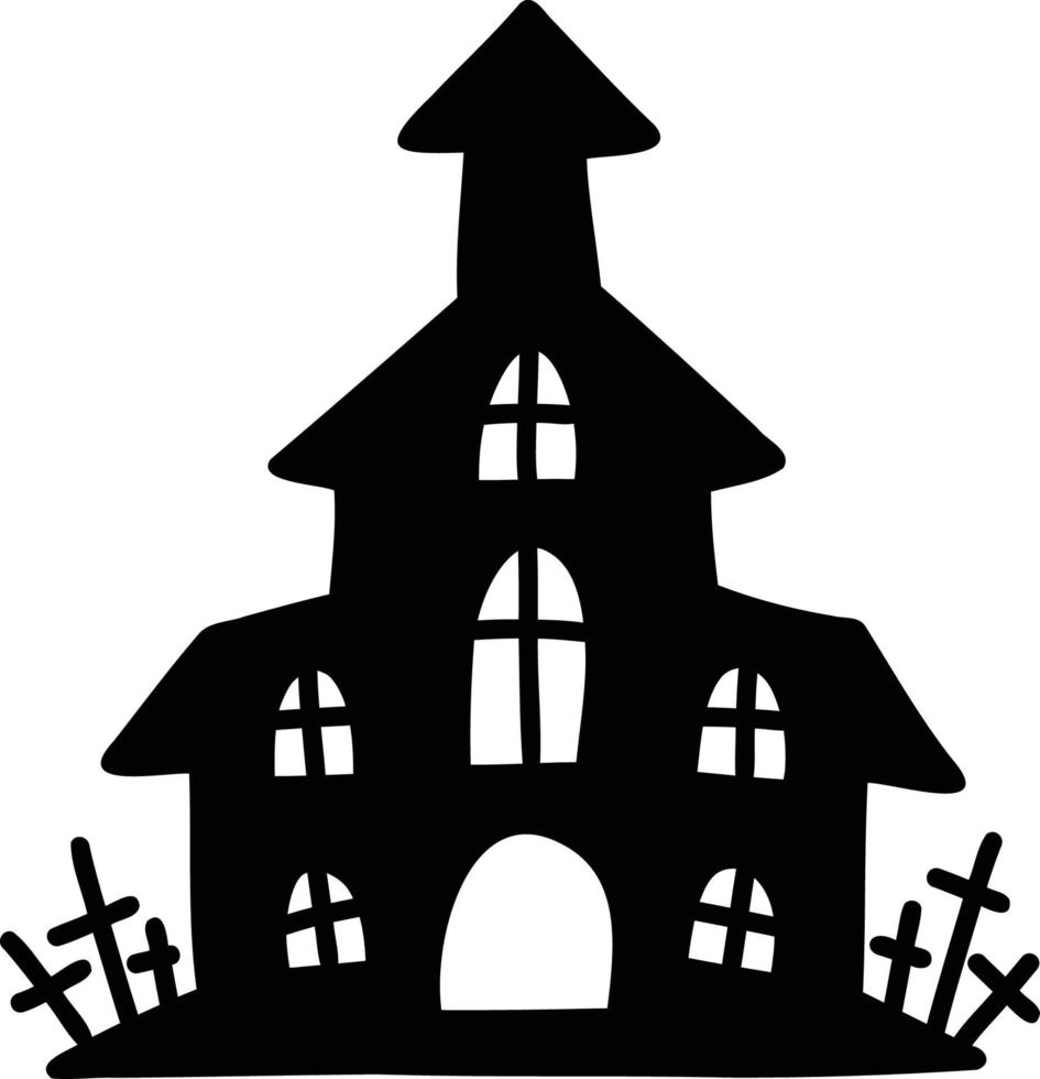 ilustração de castelo de halloween desenhada à mão vetor