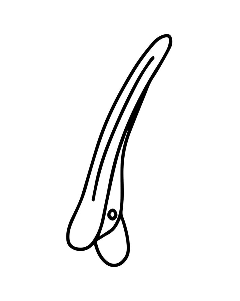 ilustração vetorial de grampo de cabelo doodle. grampo de cabelo profissional de salão desenhado à mão isolado vetor