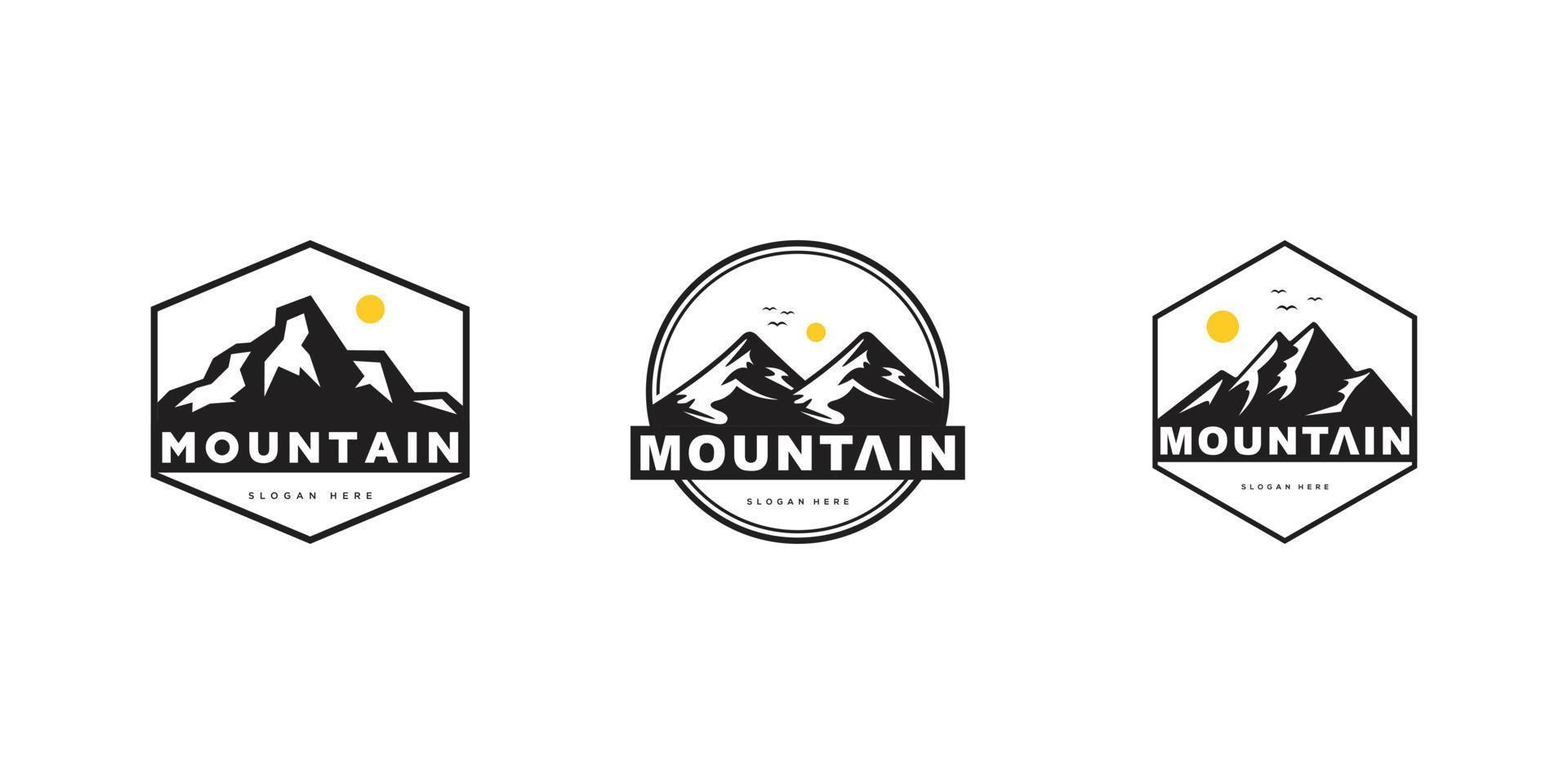 conjunto de modelo de design de vetor de logotipo de montanha