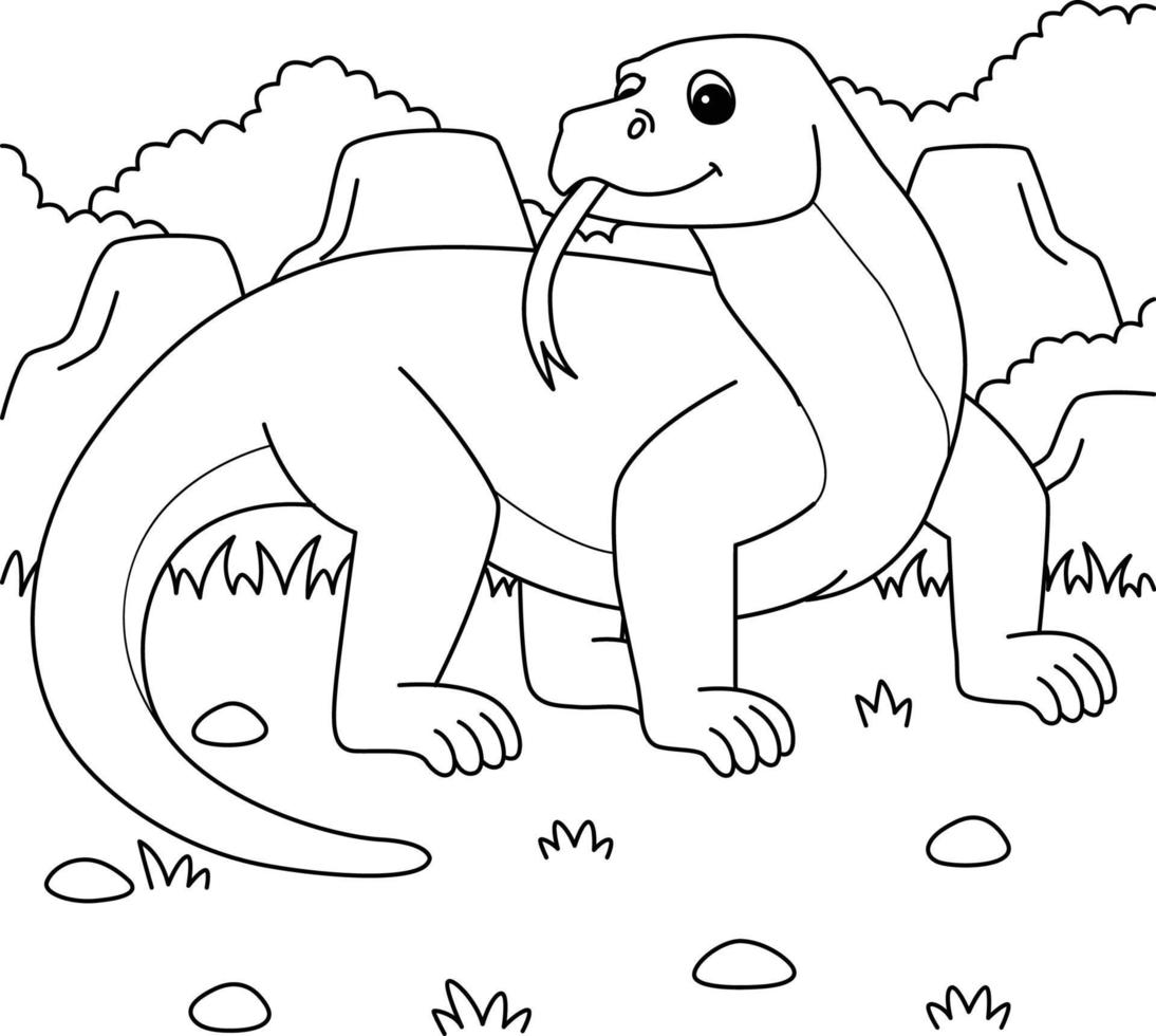 desenho de dragão de komodo para colorir para crianças vetor