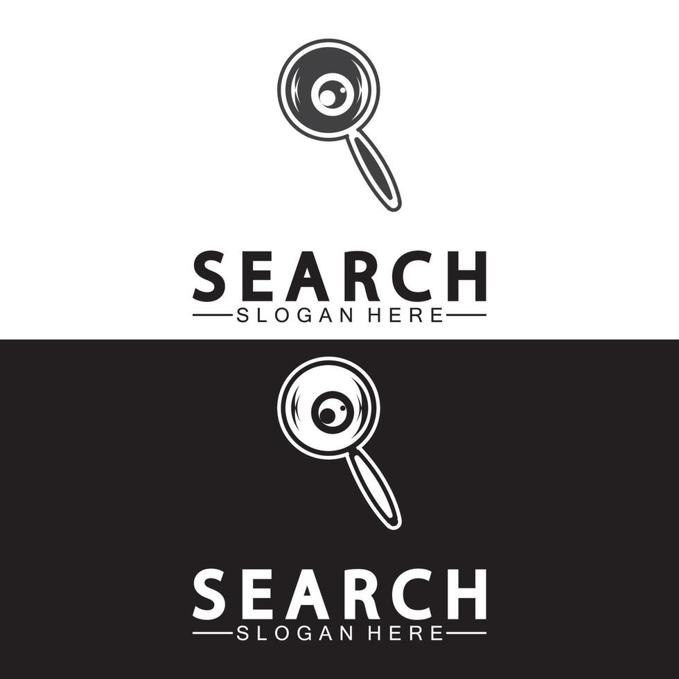 logotipo de pesquisa com lupa e vetor de ícone de símbolo de olho