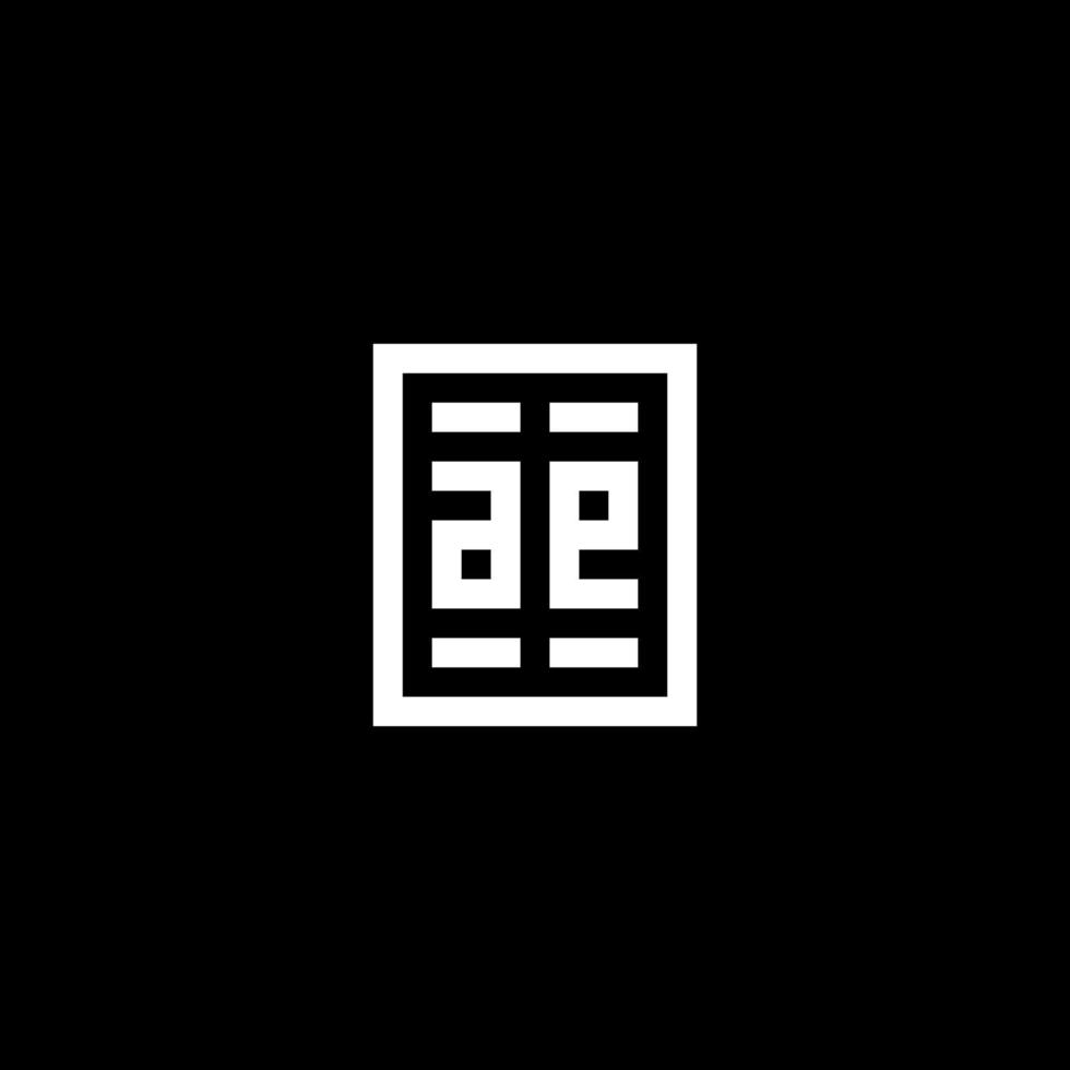 ae logotipo inicial com estilo de forma retangular quadrada vetor