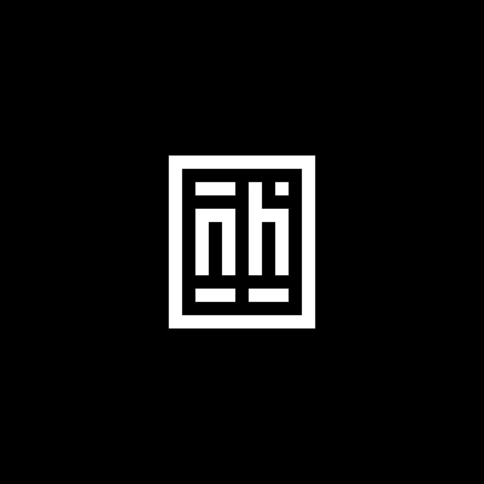 nh logotipo inicial com estilo de forma retangular quadrada vetor