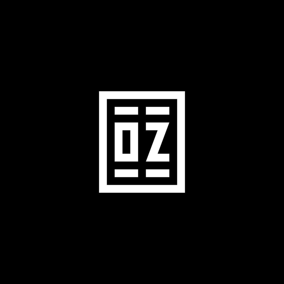 oz logotipo inicial com estilo de forma retangular quadrada vetor