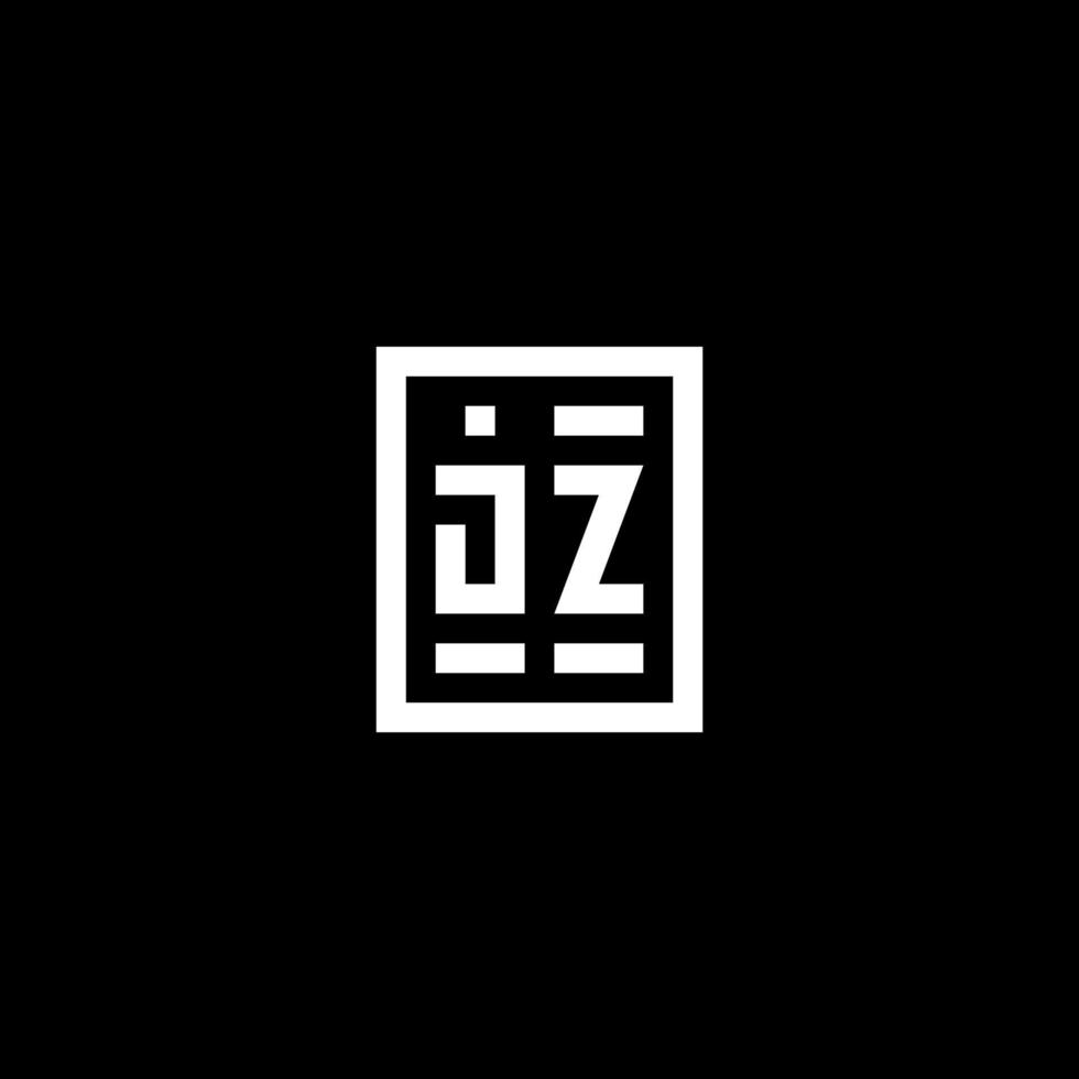jz logotipo inicial com estilo de forma retangular quadrada vetor