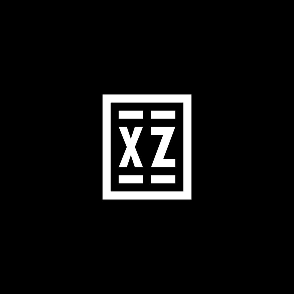 xz logotipo inicial com estilo de forma retangular quadrada vetor