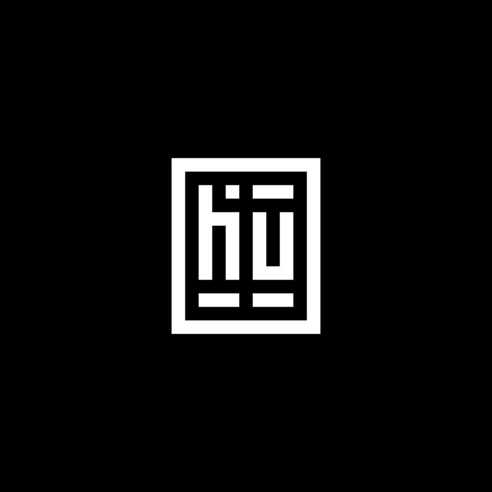 hu logotipo inicial com estilo de forma retangular quadrada vetor