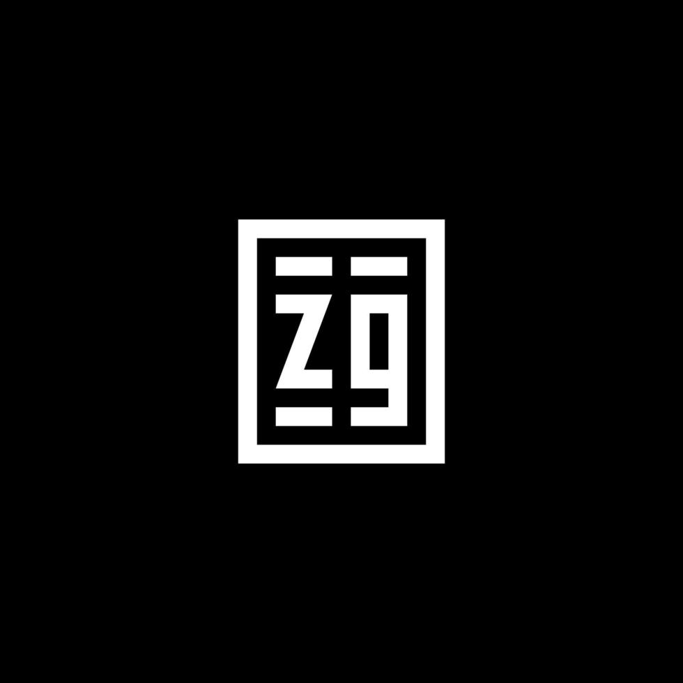 zg logotipo inicial com estilo de forma retangular quadrada vetor