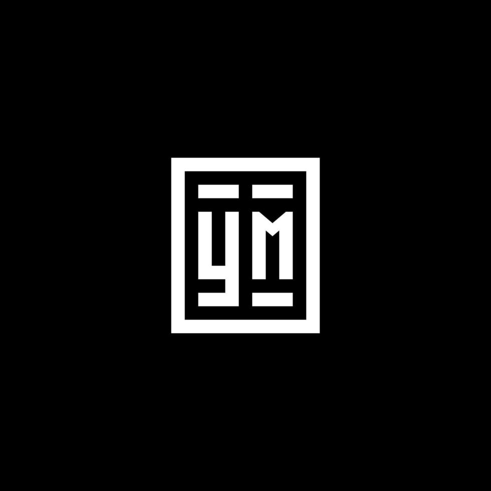 ym logotipo inicial com estilo de forma retangular quadrada vetor