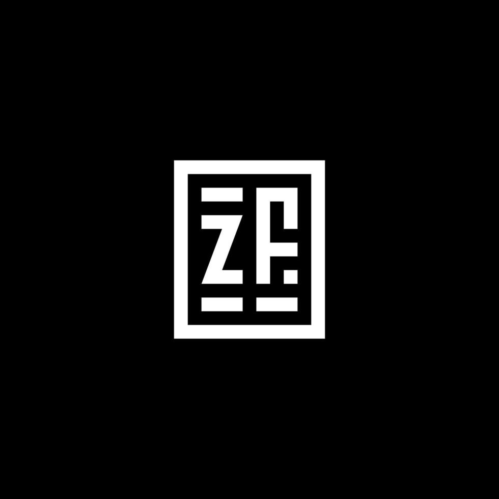 zf logotipo inicial com estilo de forma retangular quadrada vetor