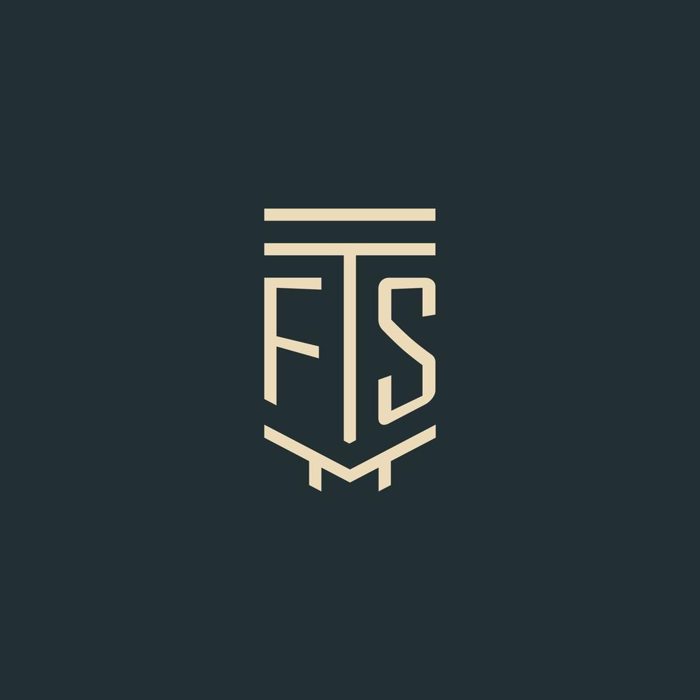 fs monograma inicial com designs de logotipo de pilar de arte de linha simples vetor