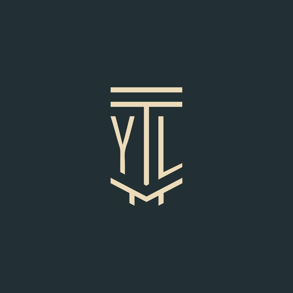 yl monograma inicial com designs de logotipo de pilar de arte de linha simples vetor