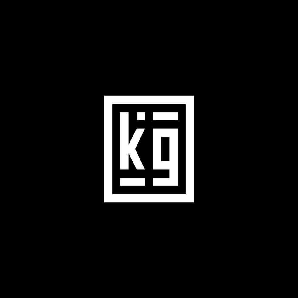 kg logotipo inicial com estilo de forma retangular quadrada vetor