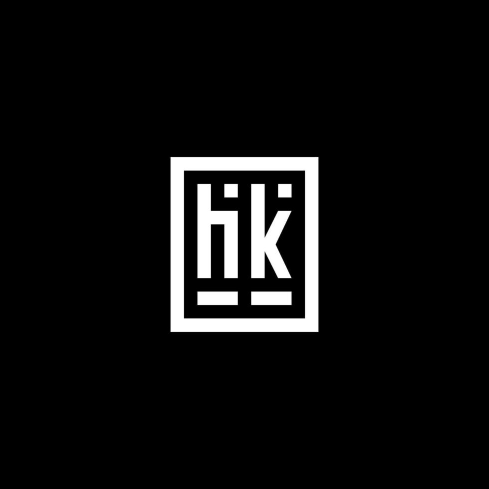 hk logotipo inicial com estilo de forma retangular quadrada vetor