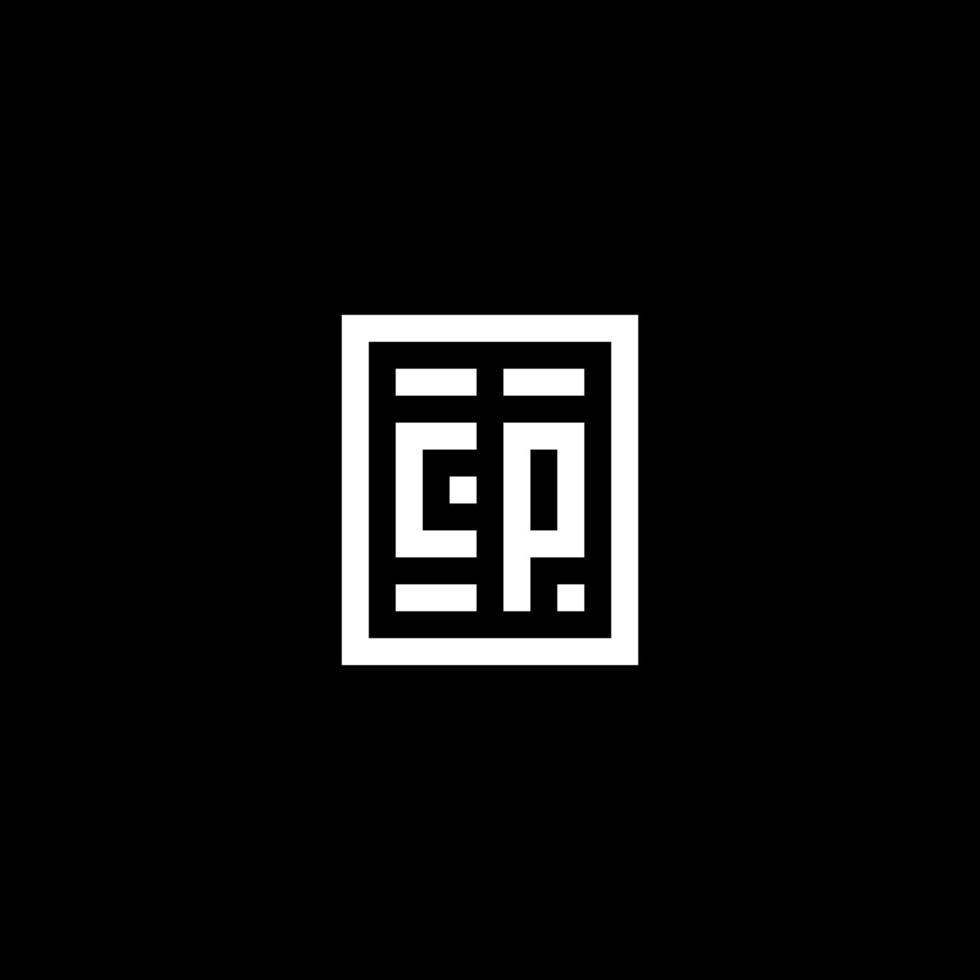 cp logotipo inicial com estilo de forma retangular quadrada vetor