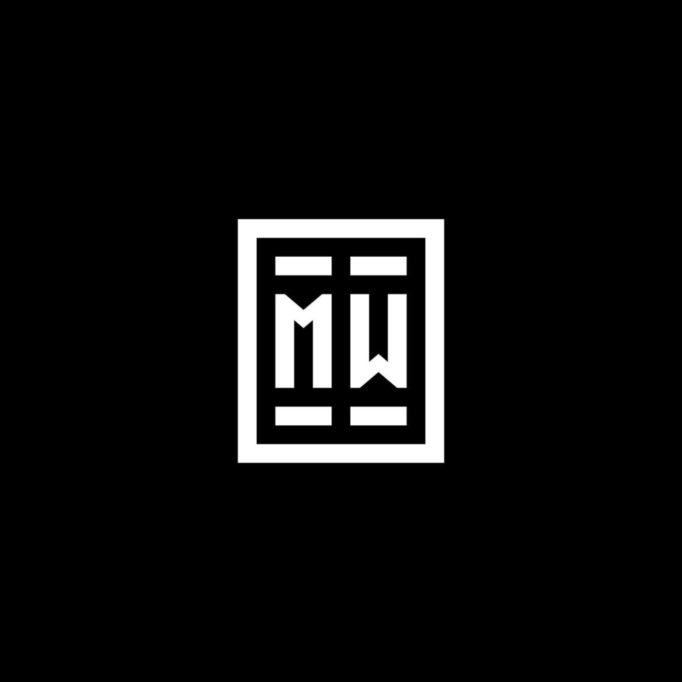 logotipo inicial mw com estilo de forma retangular quadrada vetor