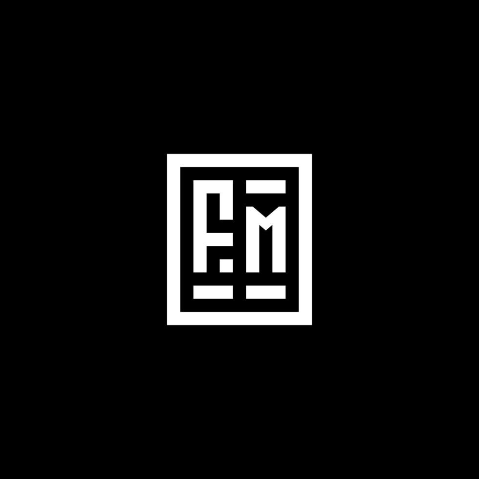 logotipo inicial fm com estilo de forma retangular quadrada vetor