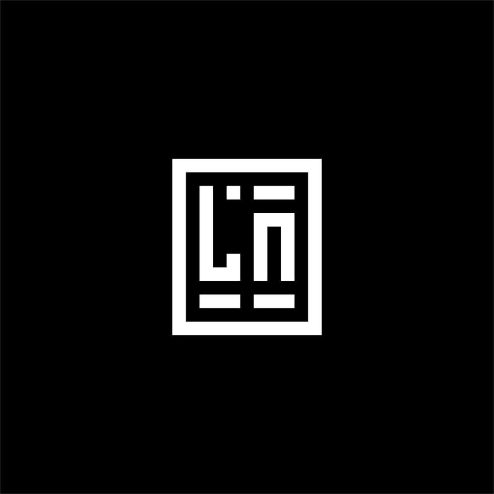 ln logo inicial com estilo de forma retangular quadrada vetor