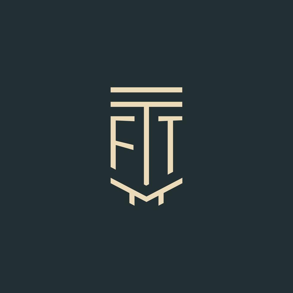 ft monograma inicial com designs de logotipo de pilar de arte de linha simples vetor