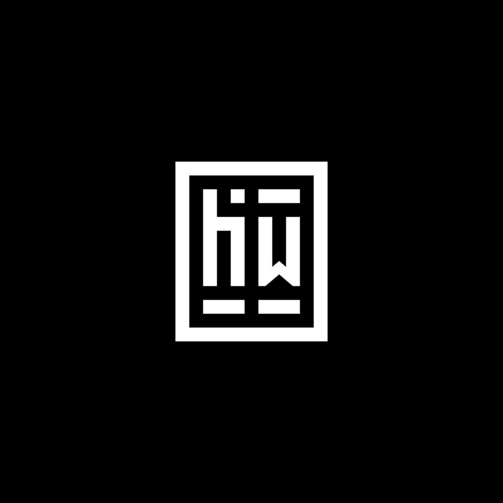 hw logotipo inicial com estilo de forma retangular quadrada vetor