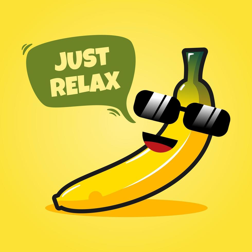 apenas relaxe a ilustração vetorial de mascote de banana vetor