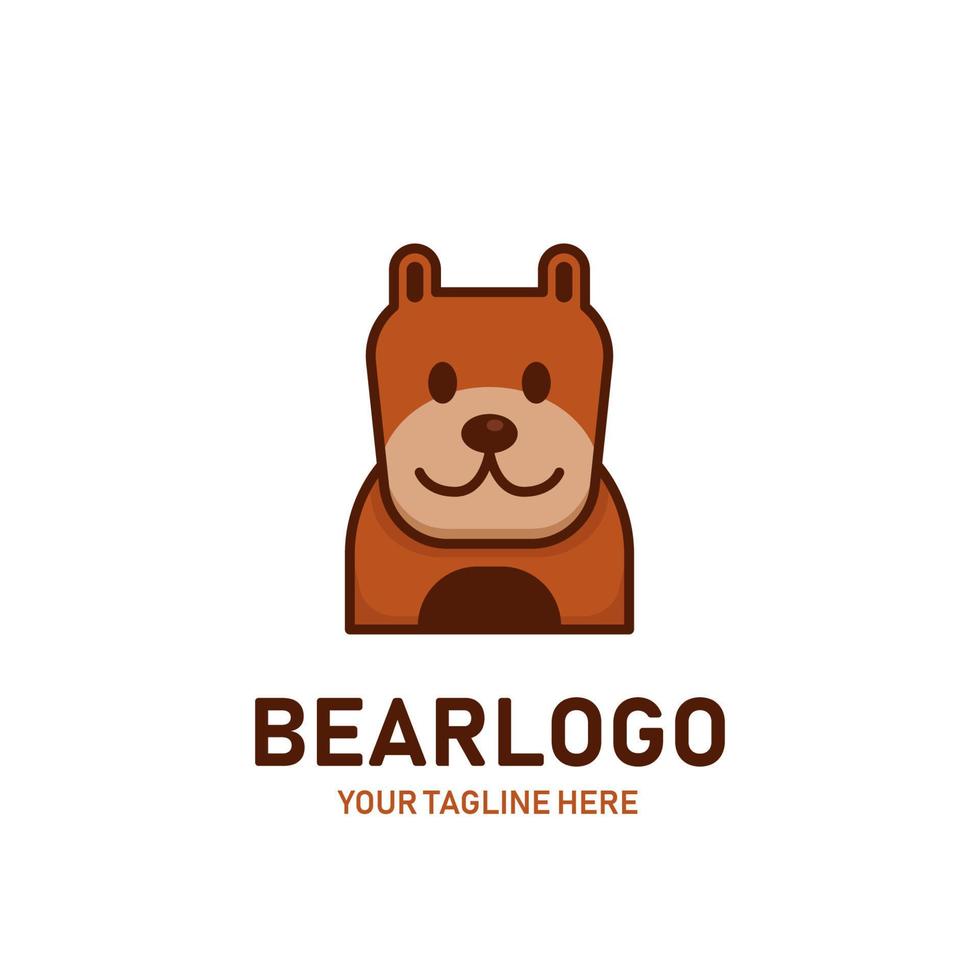 ilustração de ícone de logotipo de urso simples avatar divertido estilo fofo vetor