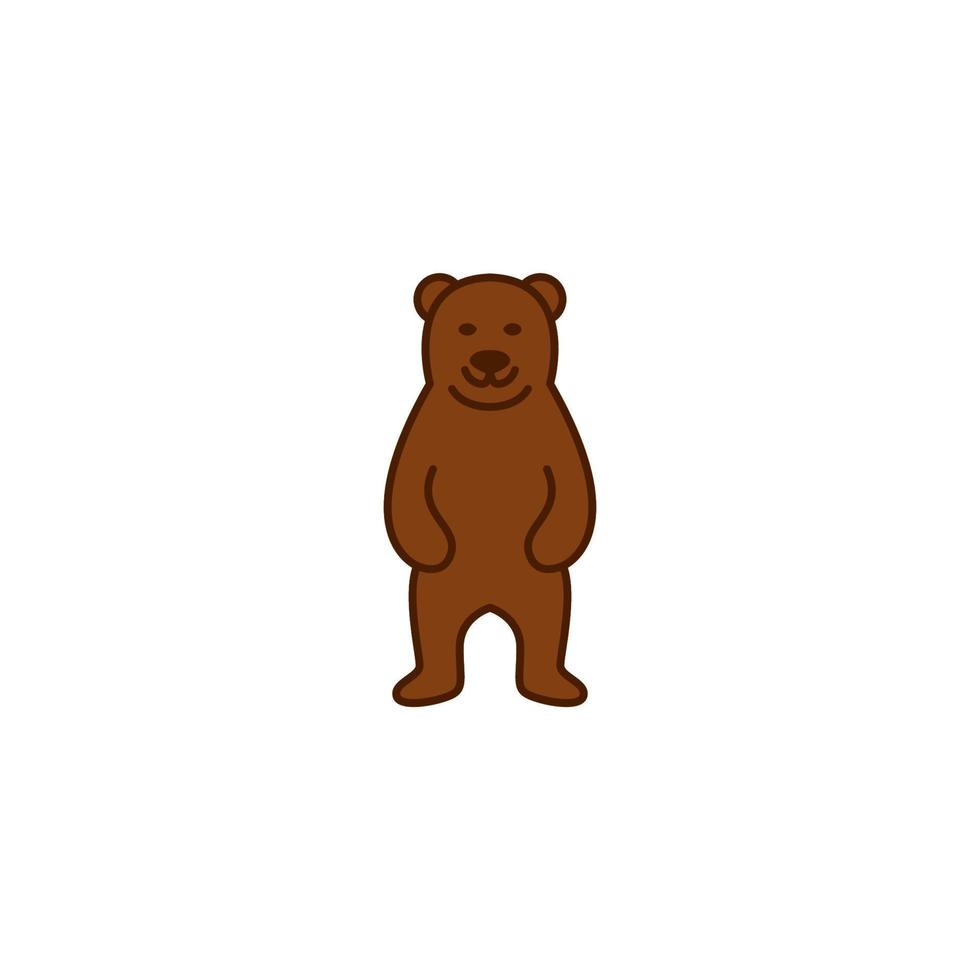ícone de mascote de logotipo de urso pardo em pé ilustração simples vetor