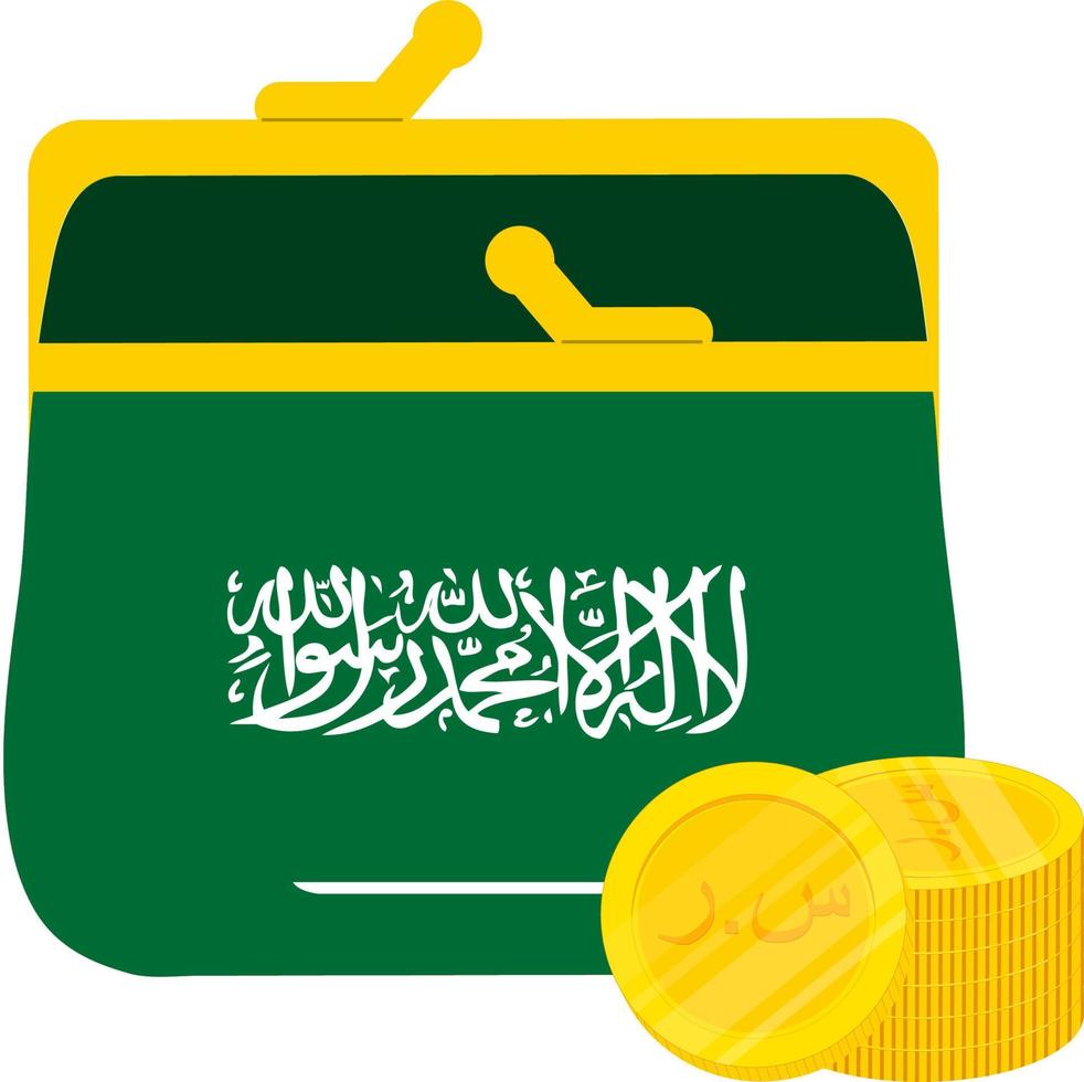 bandeira desenhada à mão da arábia saudita, riyal saudita desenhada à mão vetor
