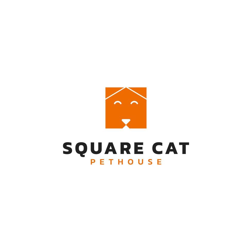 forma de caixa de design de logotipo simples, casa abstrata e um gato. vetor