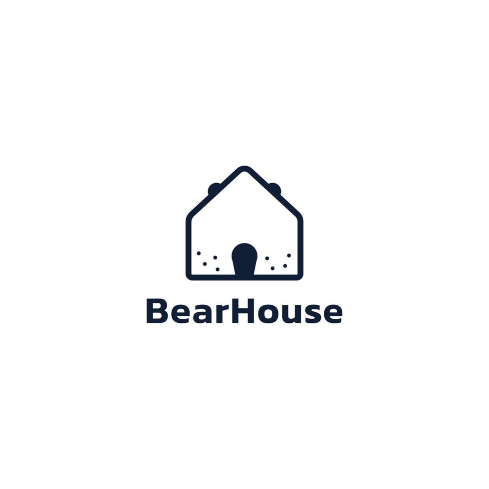 design de logotipo abstrato simples de casa e urso. vetor