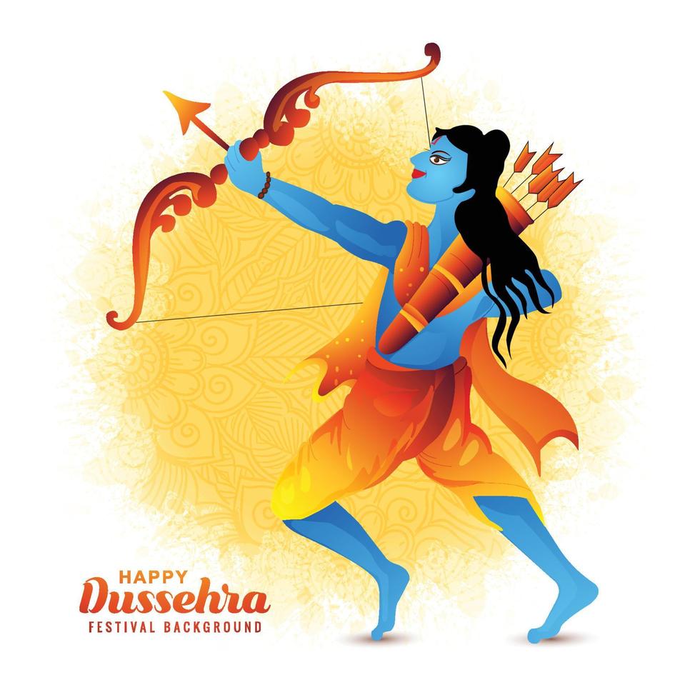 feliz ilustração do festival de dussehra fundo de cartão de férias vetor