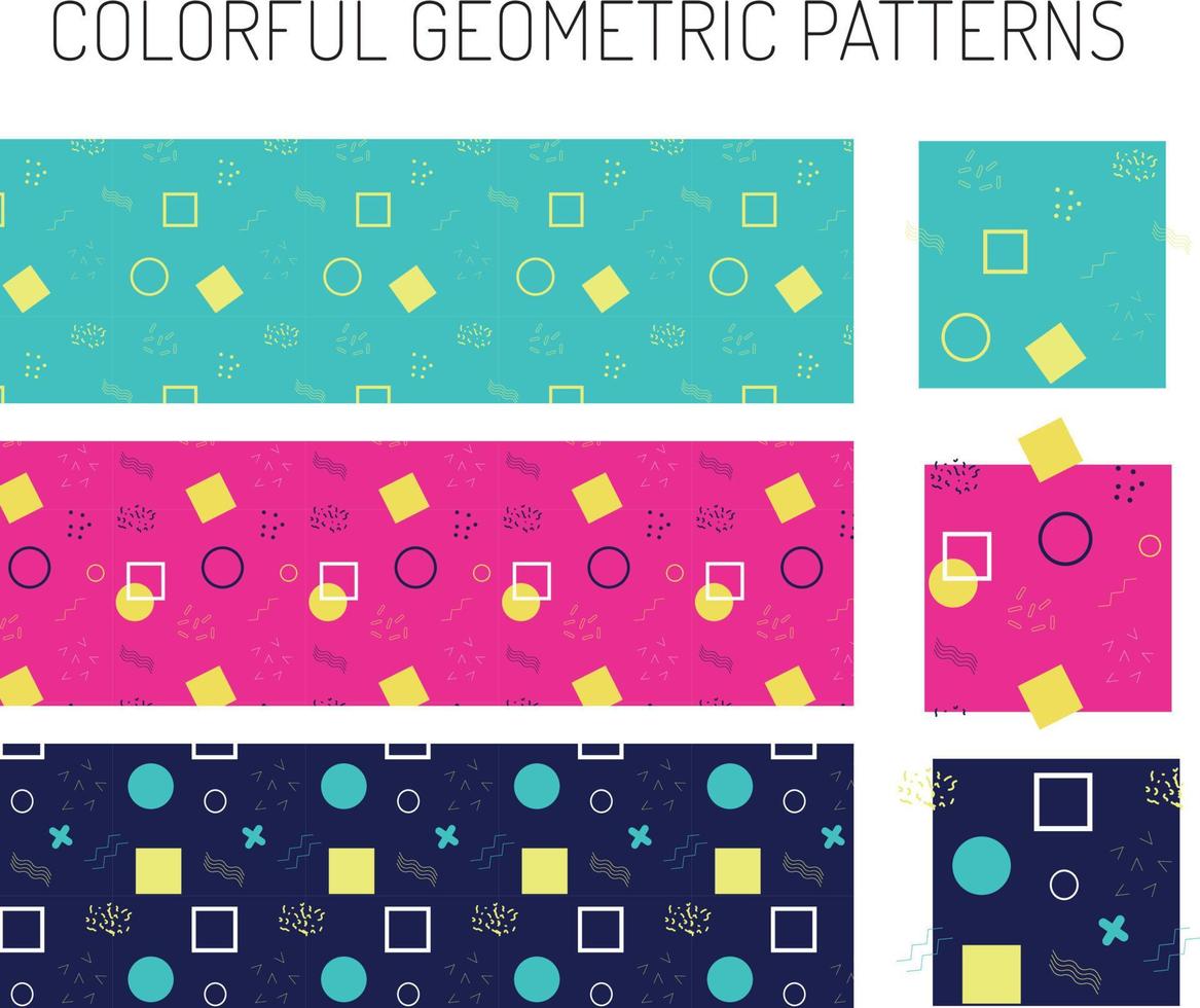 coleção de padrões geométricos coloridos na moda vetor