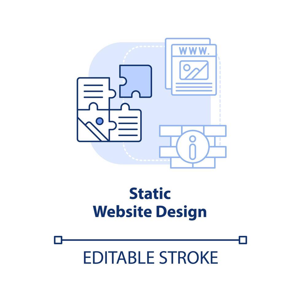 ícone de conceito de luz azul de design de site estático. web design tipo idéia abstrata ilustração de linha fina. conteúdo fixo. desenho de contorno isolado. traço editável. vetor