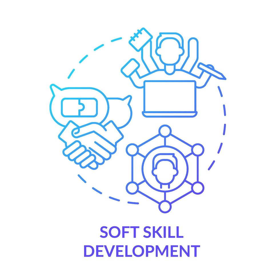 ícone de conceito gradiente azul de desenvolvimento de habilidades suaves. na demanda ilustração de linha fina de idéia abstrata de habilidade adicional. gerenciamento de tempo. desenho de contorno isolado. vetor