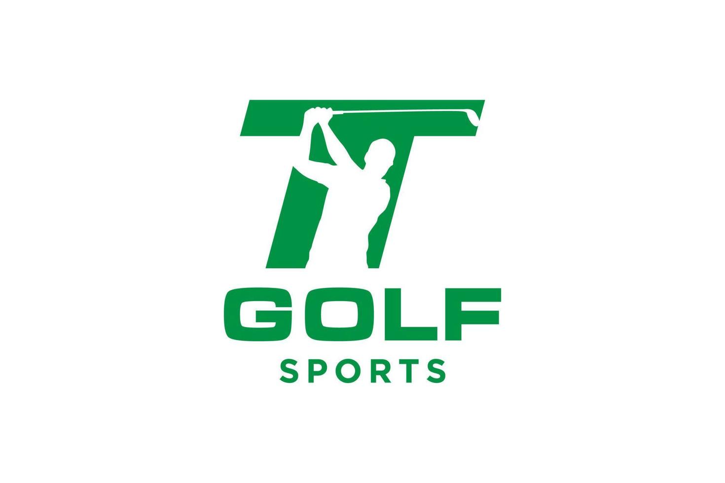 logotipo do ícone da letra do alfabeto t para modelo de vetor de design de logotipo de golfe, rótulo vetorial de golfe, logotipo do campeonato de golfe, ilustração, ícone criativo, conceito de design