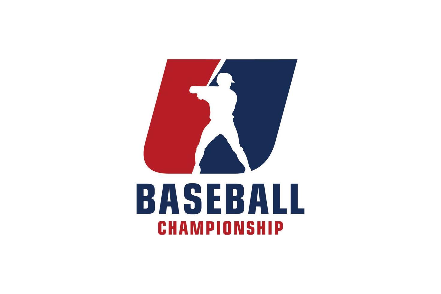 letra u com design de logotipo de beisebol. elementos de modelo de design vetorial para equipe esportiva ou identidade corporativa. vetor