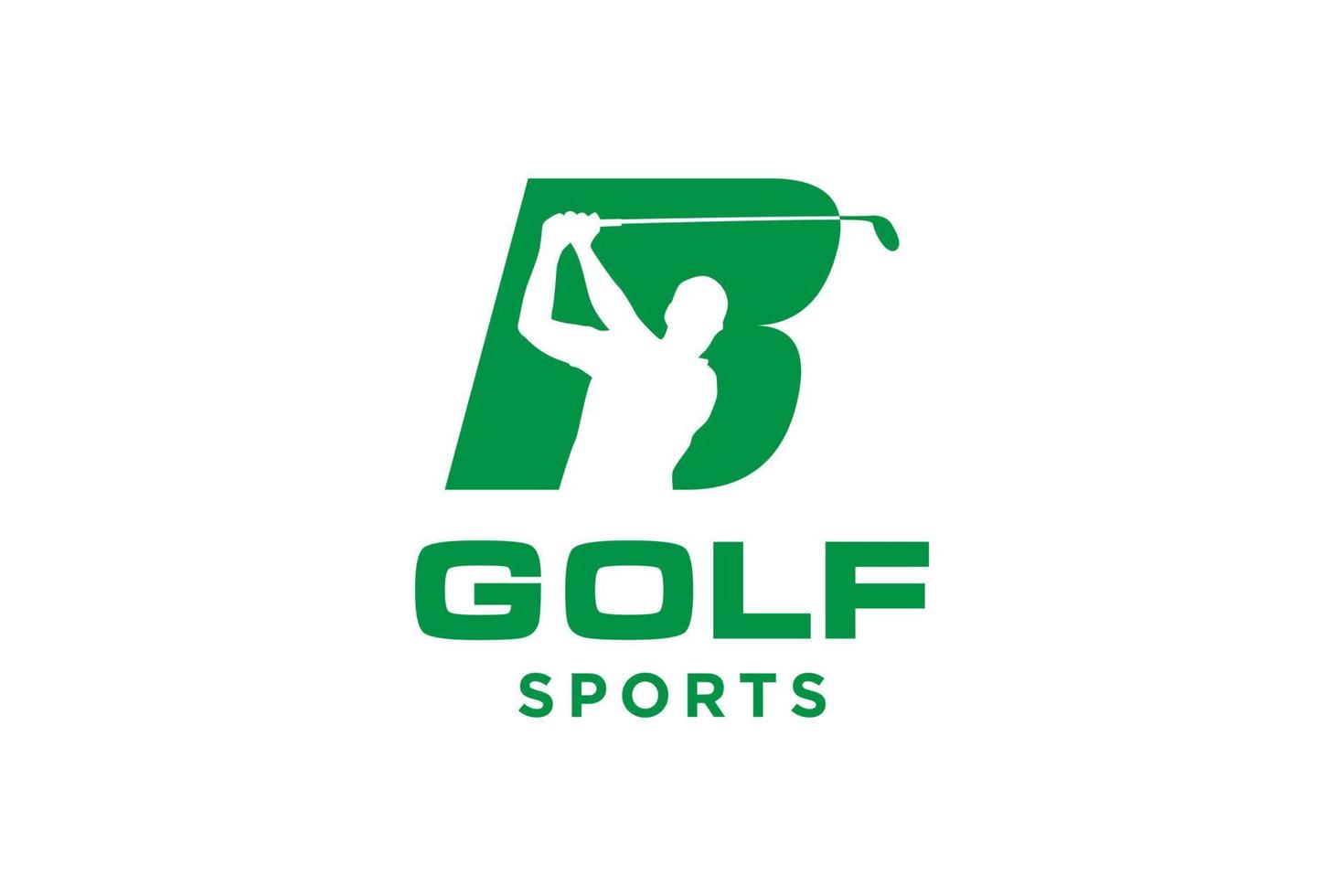 logotipo de ícone de letra do alfabeto b para modelo de vetor de design de logotipo de golfe, rótulo vetorial de golfe, logotipo do campeonato de golfe, ilustração, ícone criativo, conceito de design