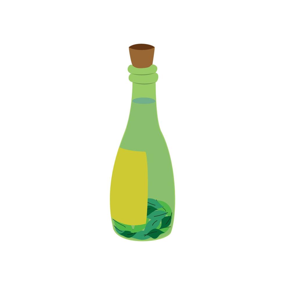 ilustração vetorial de design plano de garrafa de erva de folha verde vetor