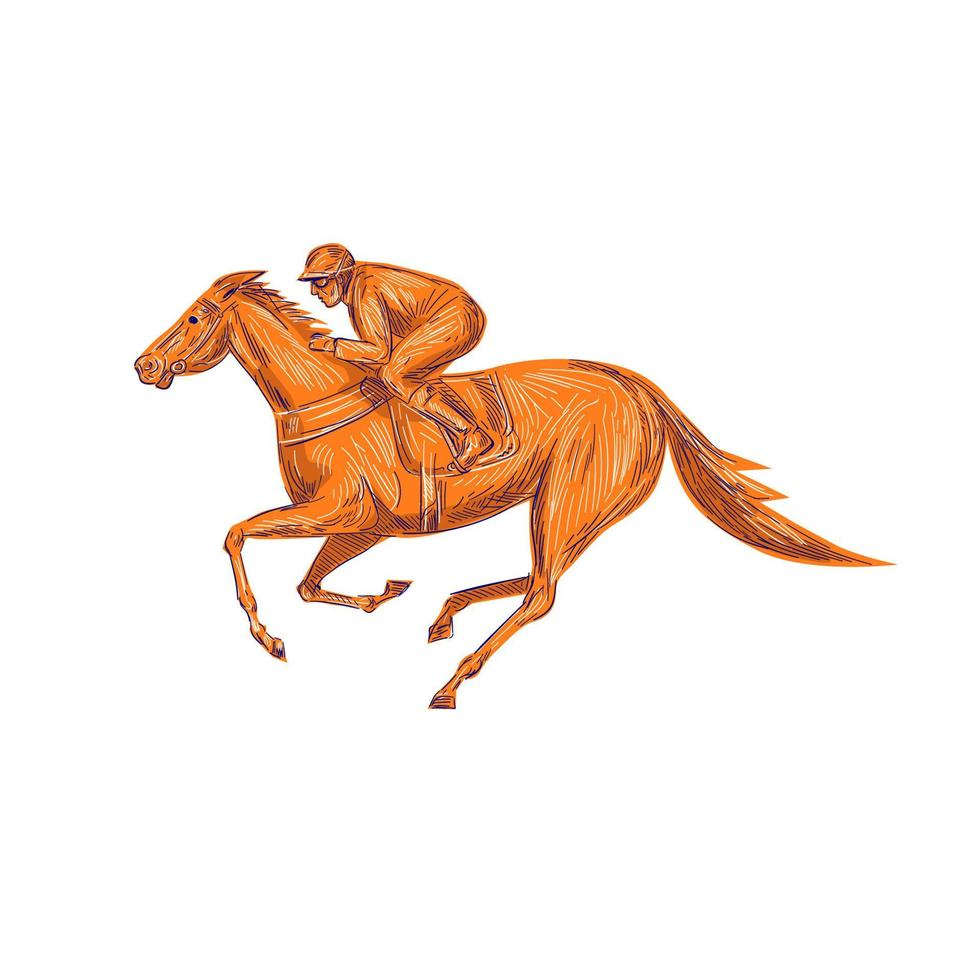 desenho de corrida de cavalos jóquei vetor