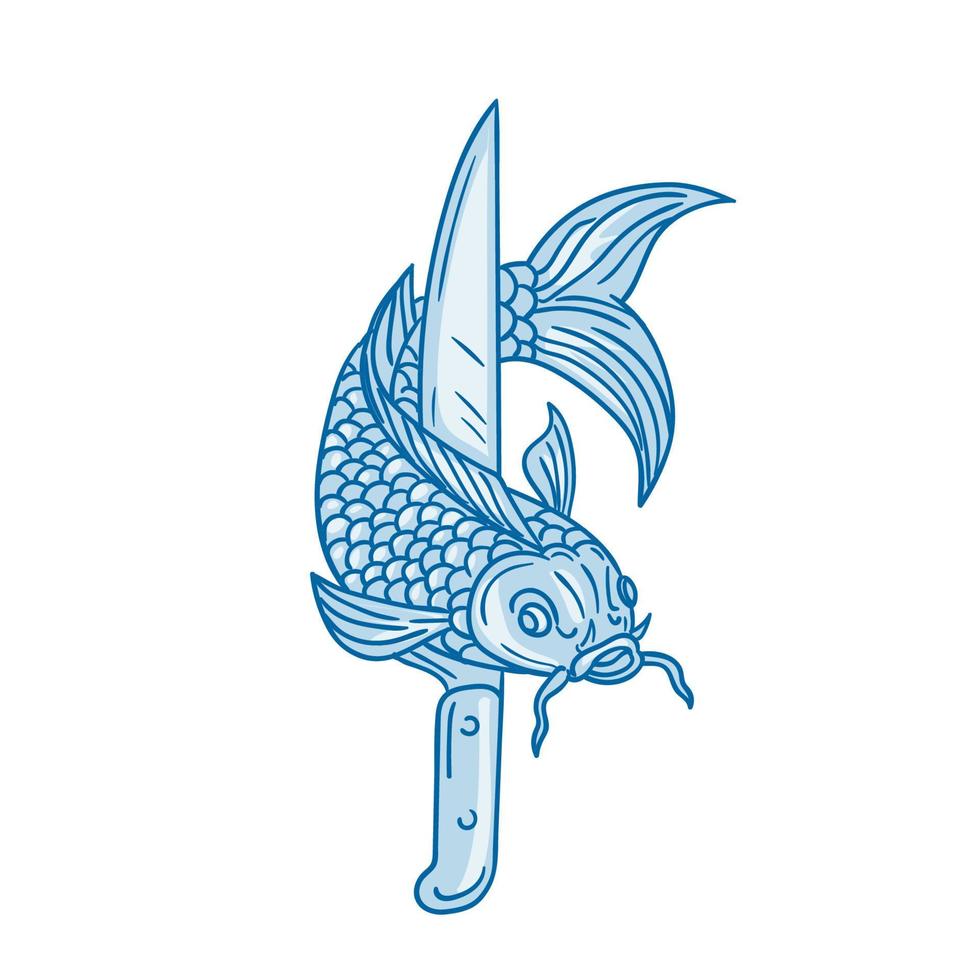 desenho de faca de peixe carpa koi nishikigoi vetor