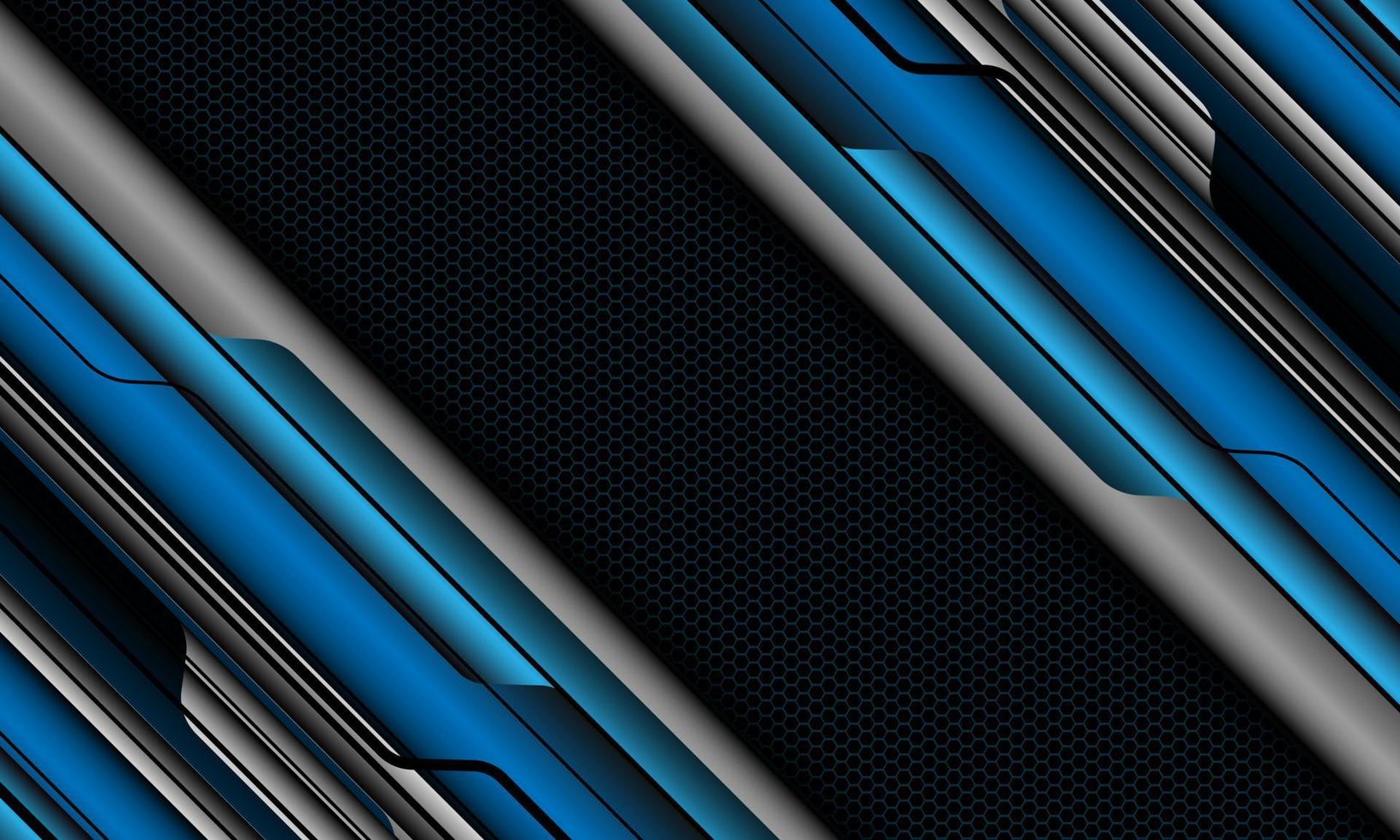 abstrato cinza azul metálico cyber preto circuito geométrico com design de malha de hexágono escuro moderno vetor de fundo de tecnologia futurista