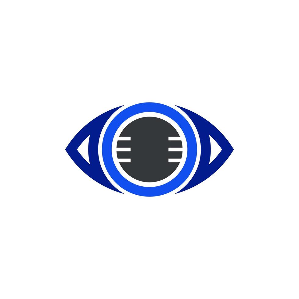 combinação de microfone com olho, design de logotipo de estilo minimalista editável vetor