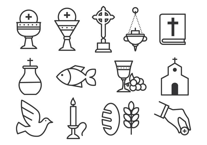 Conjunto de ícones de sacramentos grátis vetor