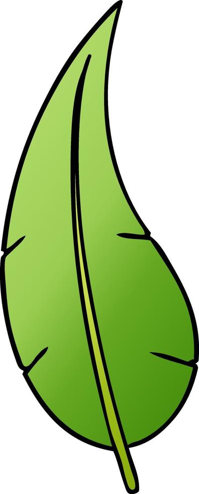 doodle de desenho gradiente de uma folha longa verde vetor