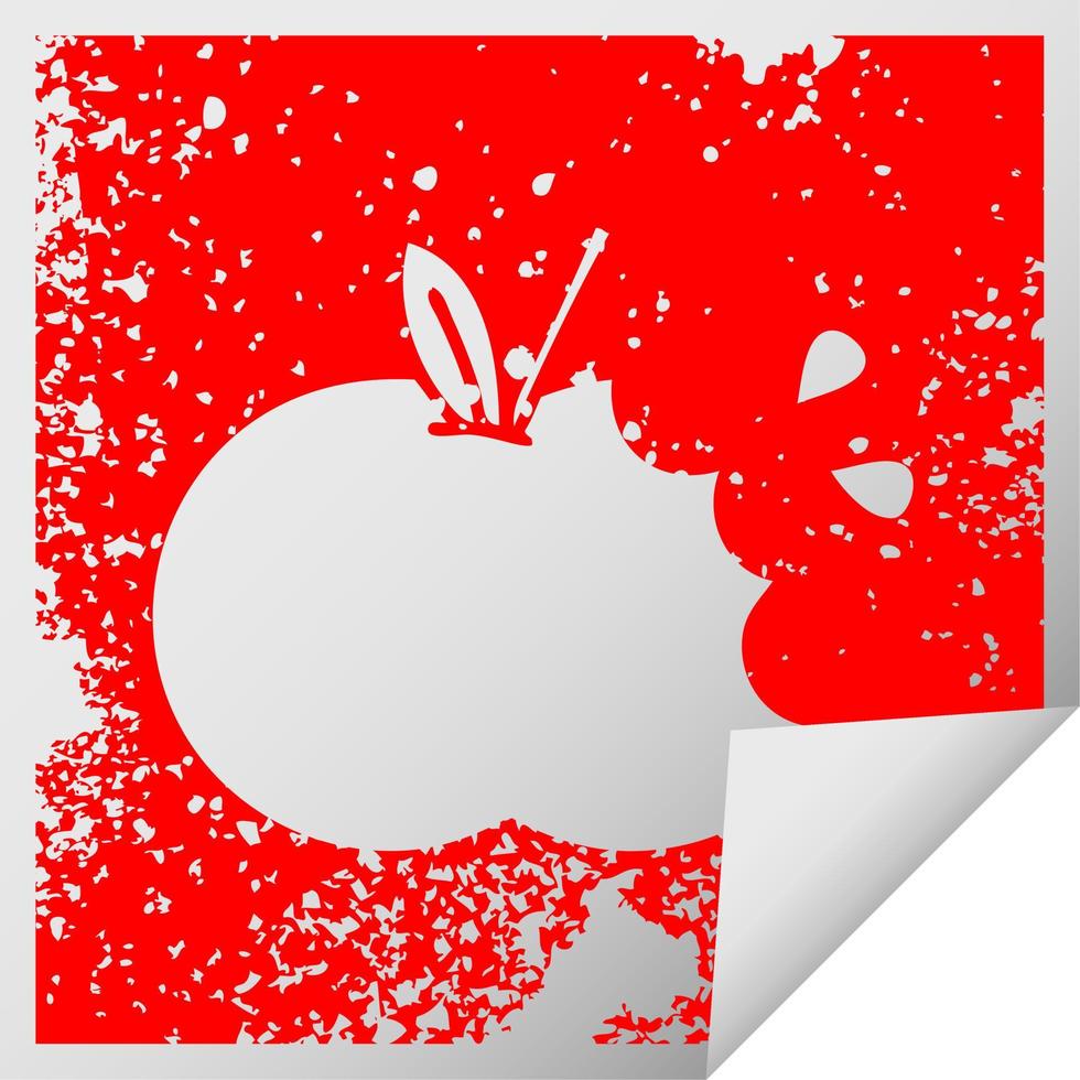símbolo de adesivo de peeling quadrado angustiado maçã suculenta vetor