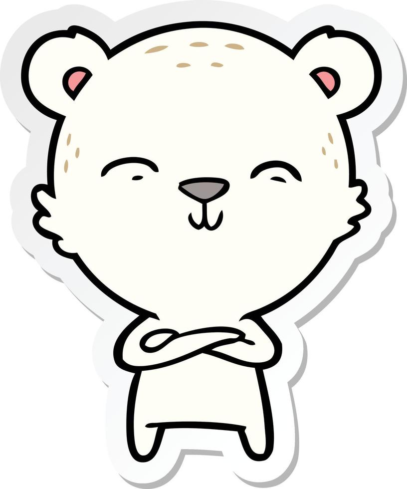 adesivo de um urso polar de desenho animado feliz vetor