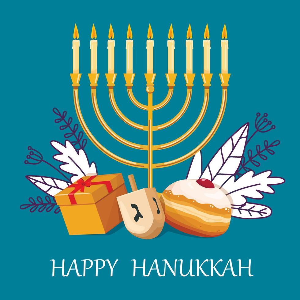 feliz hanukkah, festival judaico de luzes de fundo para cartão, convite, banner vetor