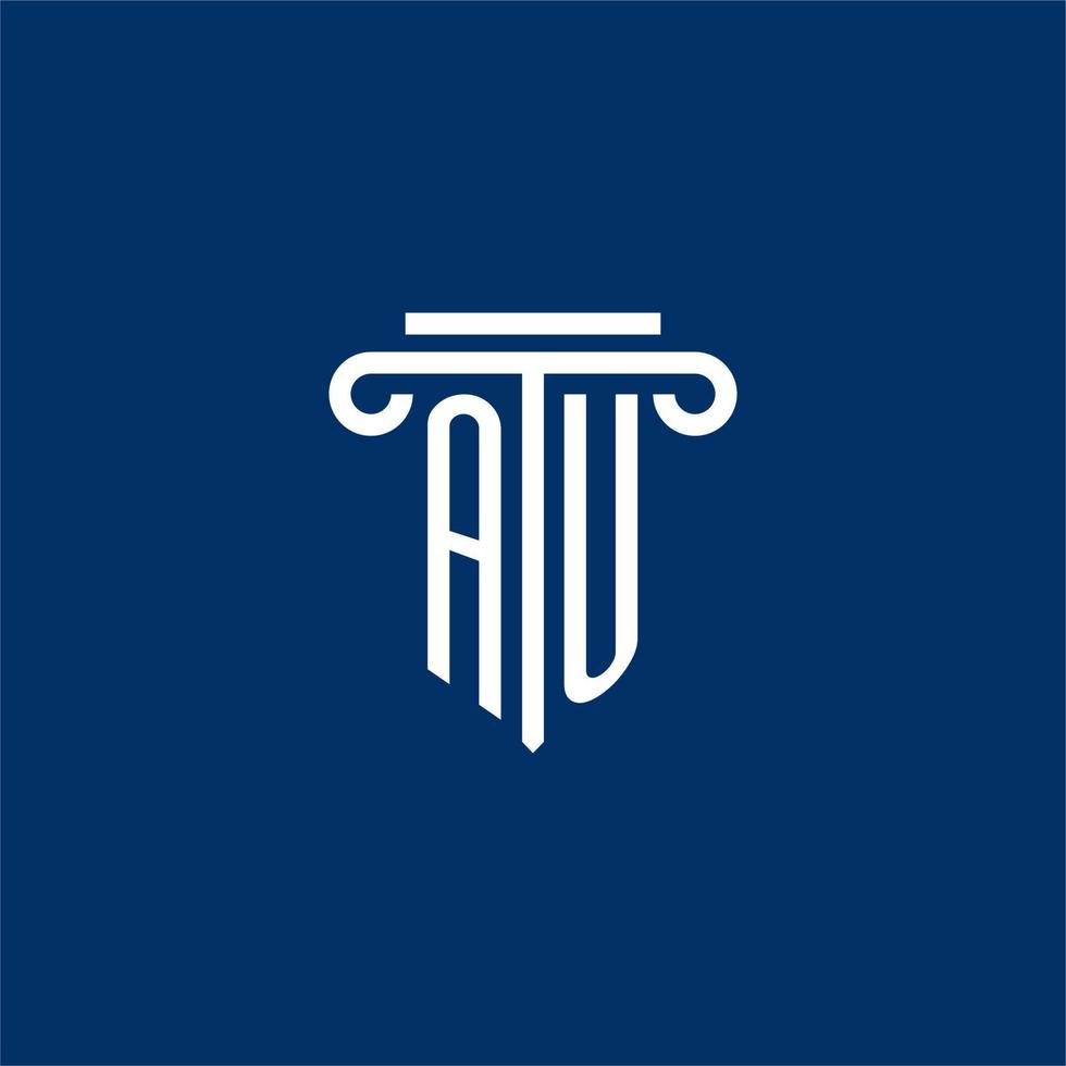 monograma do logotipo inicial au com ícone de pilar simples vetor